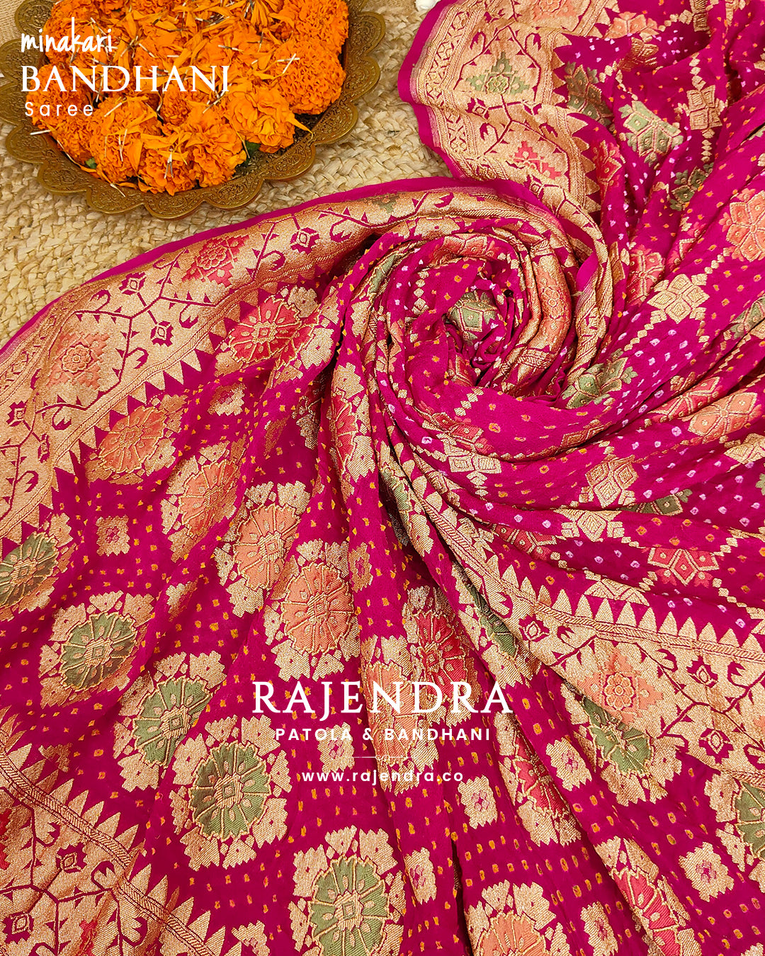 Traditional Minakari Pure Georgette Banarasi Bandhani Saree