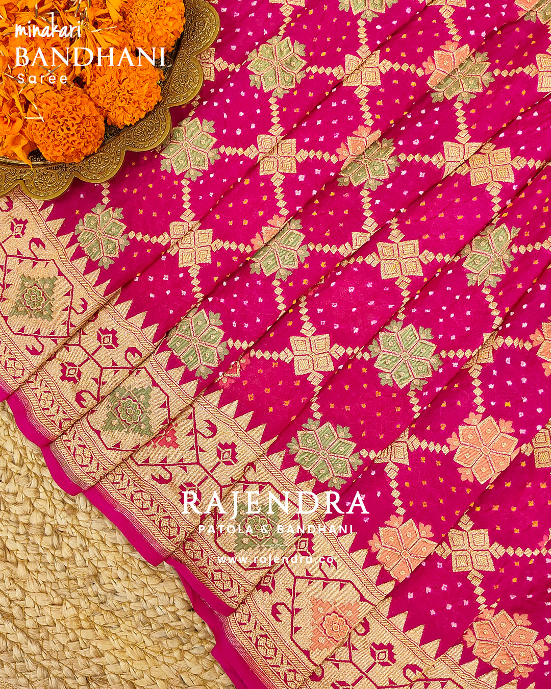 Traditional Minakari Pure Georgette Banarasi Bandhani Saree