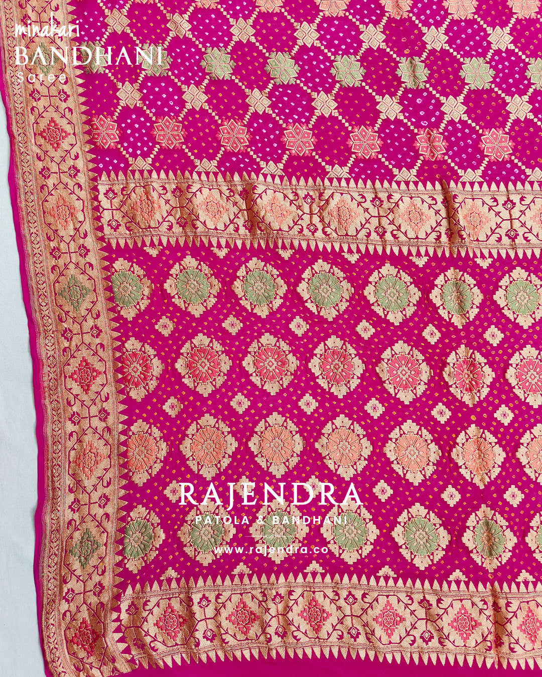 Traditional Minakari Pure Georgette Banarasi Bandhani Saree