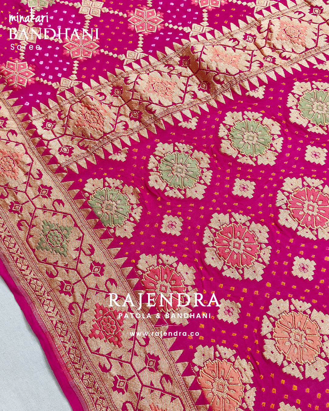 Traditional Minakari Pure Georgette Banarasi Bandhani Saree