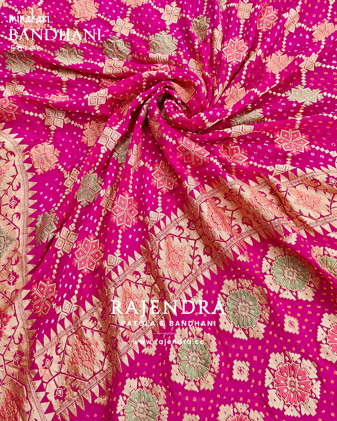 Traditional Minakari Pure Georgette Banarasi Bandhani Saree