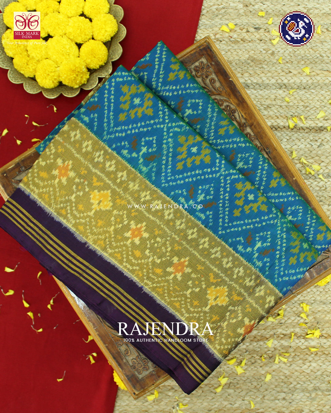 Traditional Panchanda Design Purple and Blue Rajkot Patola Saree