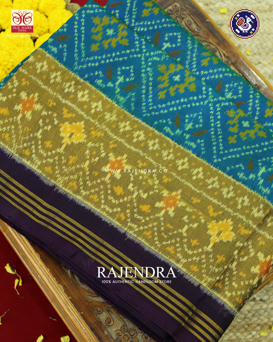 Traditional Panchanda Design Purple and Blue Rajkot Patola Saree