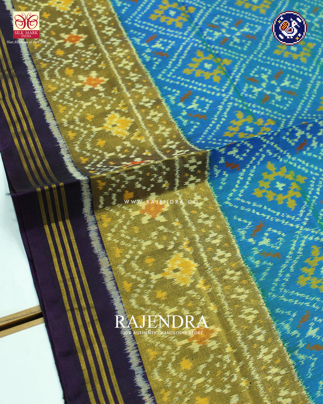 Traditional Panchanda Design Purple and Blue Rajkot Patola Saree