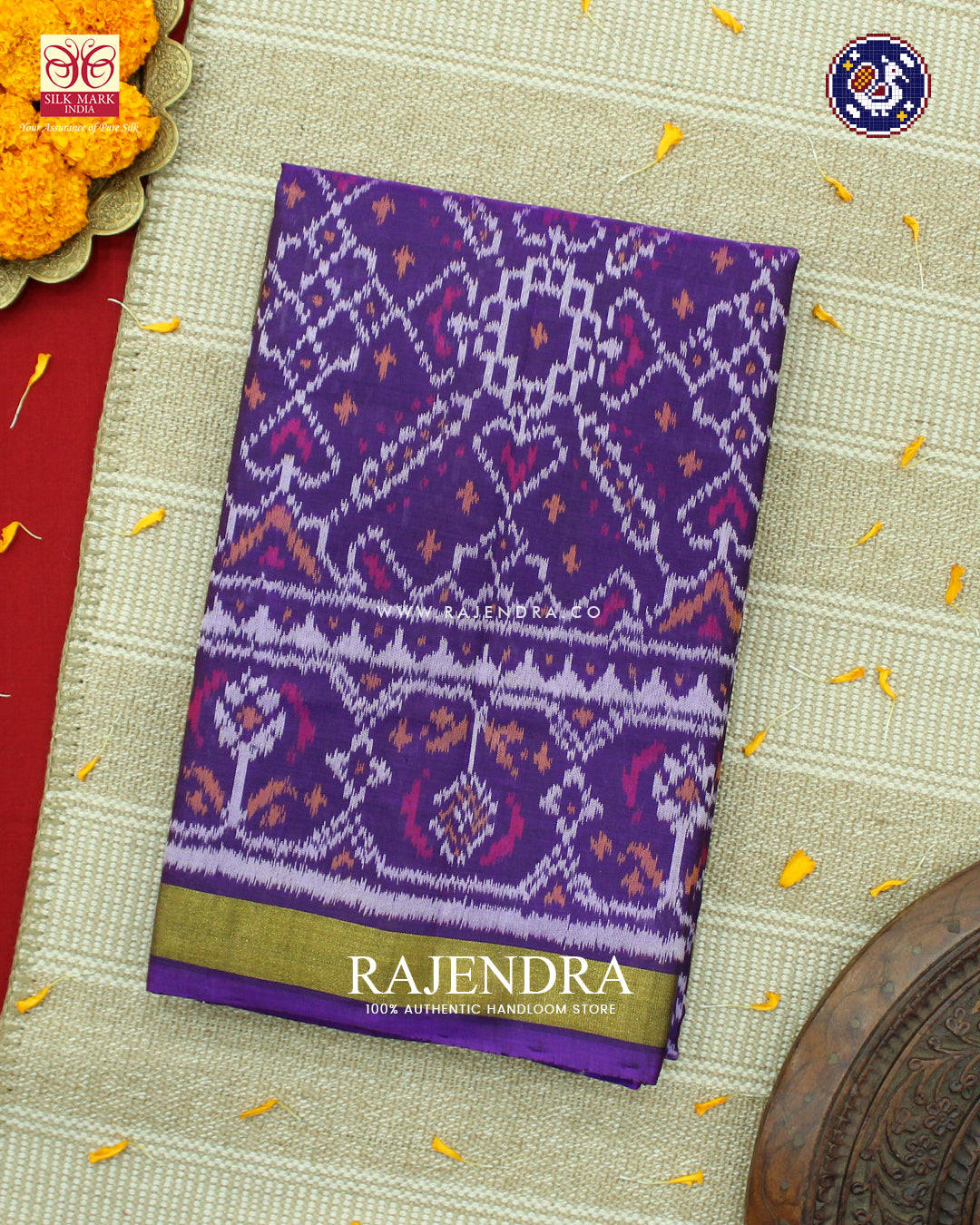 Traditional Manekchowk Design Purple Rajkot Patola Saree