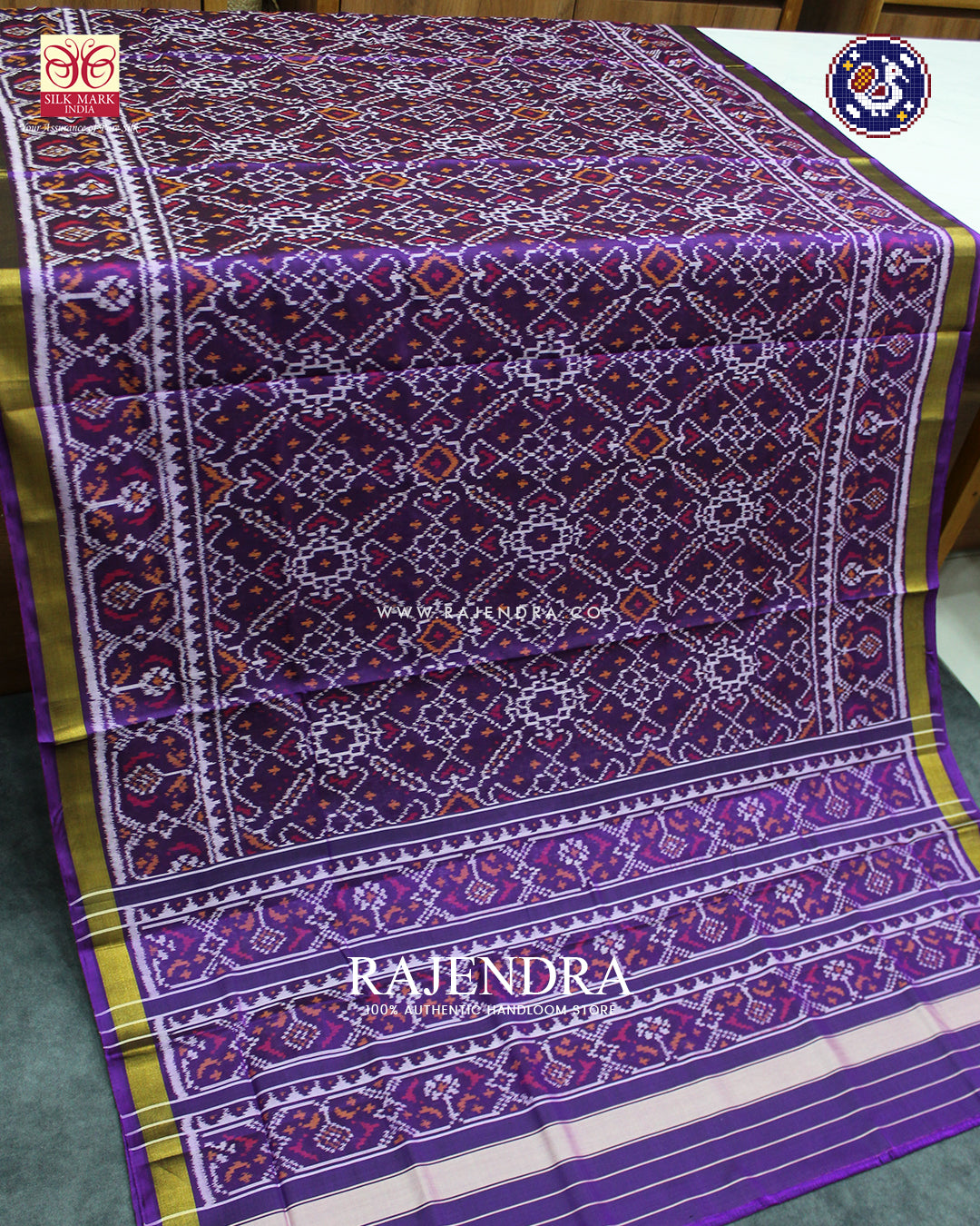 Traditional Manekchowk Design Purple Rajkot Patola Saree