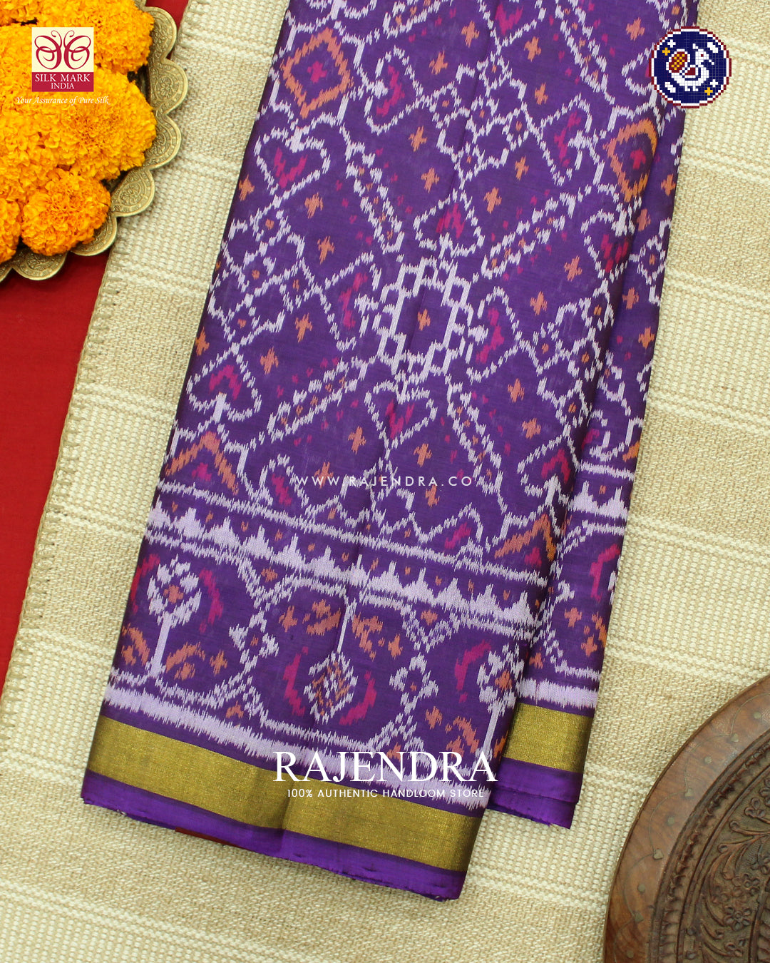 Traditional Manekchowk Design Purple Rajkot Patola Saree