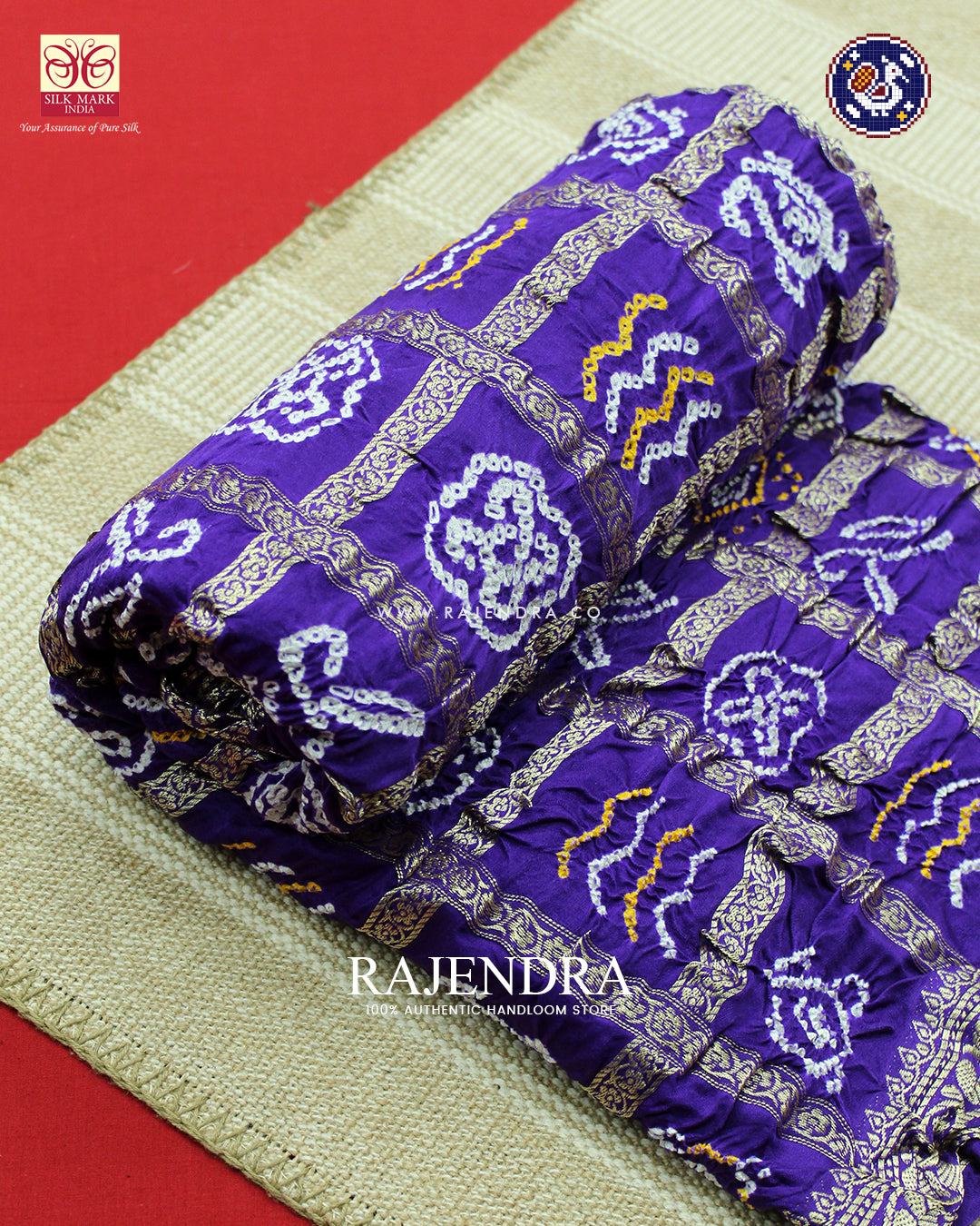Traditional Nakshi Design Pure Gaji Silk Purple Gharchola Bandhani Saree