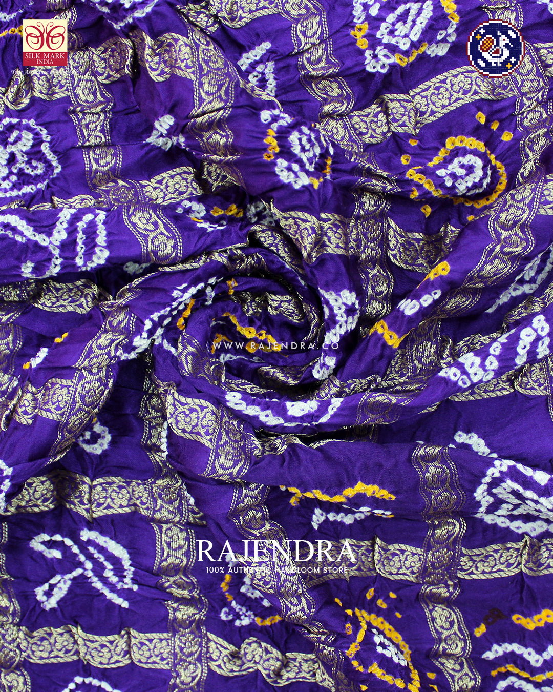 Traditional Nakshi Design Pure Gaji Silk Purple Gharchola Bandhani Saree