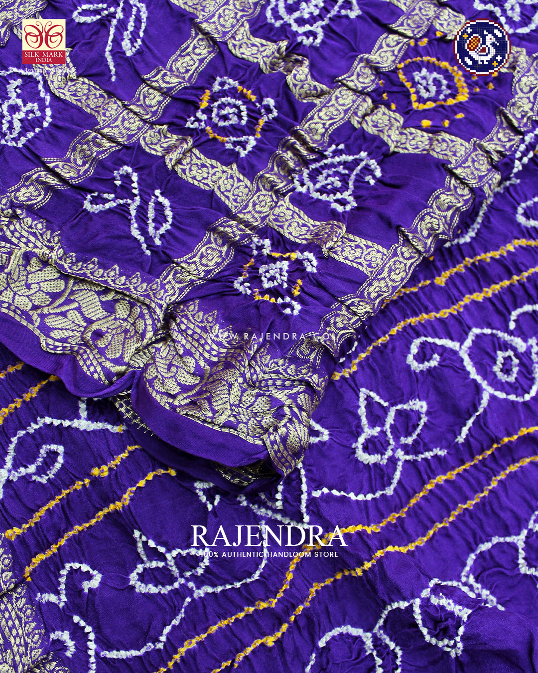 Traditional Nakshi Design Pure Gaji Silk Purple Gharchola Bandhani Saree
