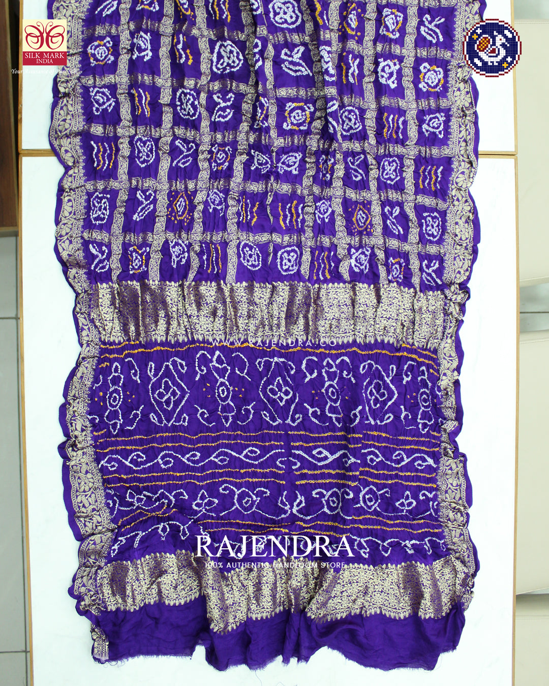 Traditional Nakshi Design Pure Gaji Silk Purple Gharchola Bandhani Saree