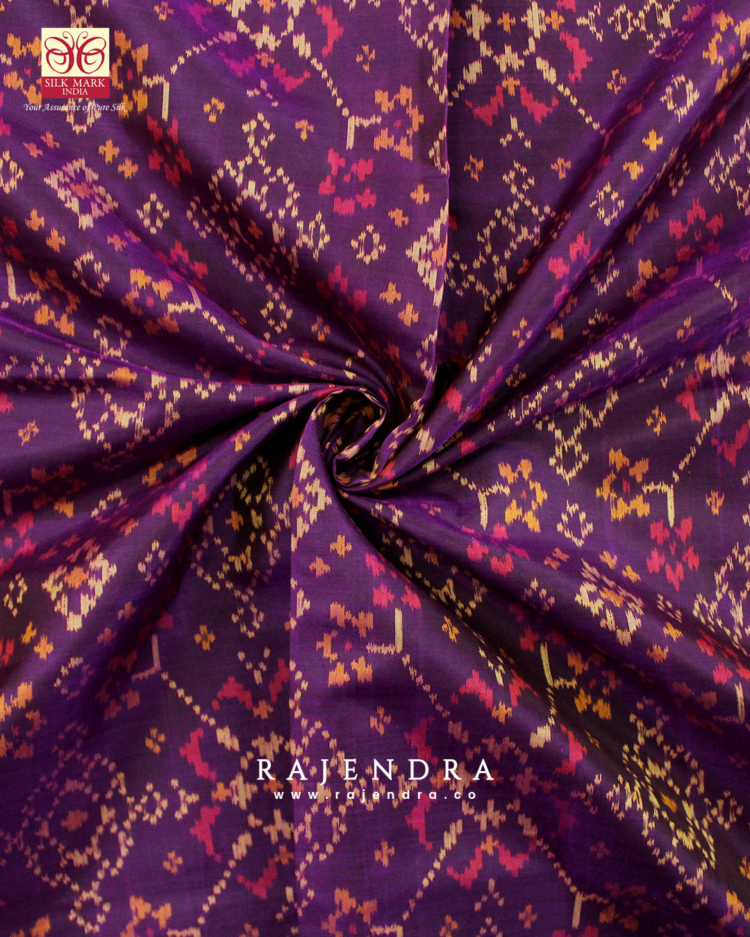 Traditional Navratna Bhat Purple Single Ikat Rajkot Patola Saree