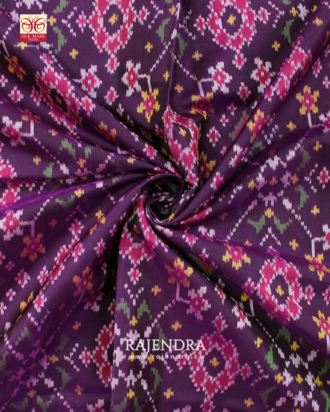 Traditional Navratna Bhat Purple Single Ikkat Rajkot Patola Saree