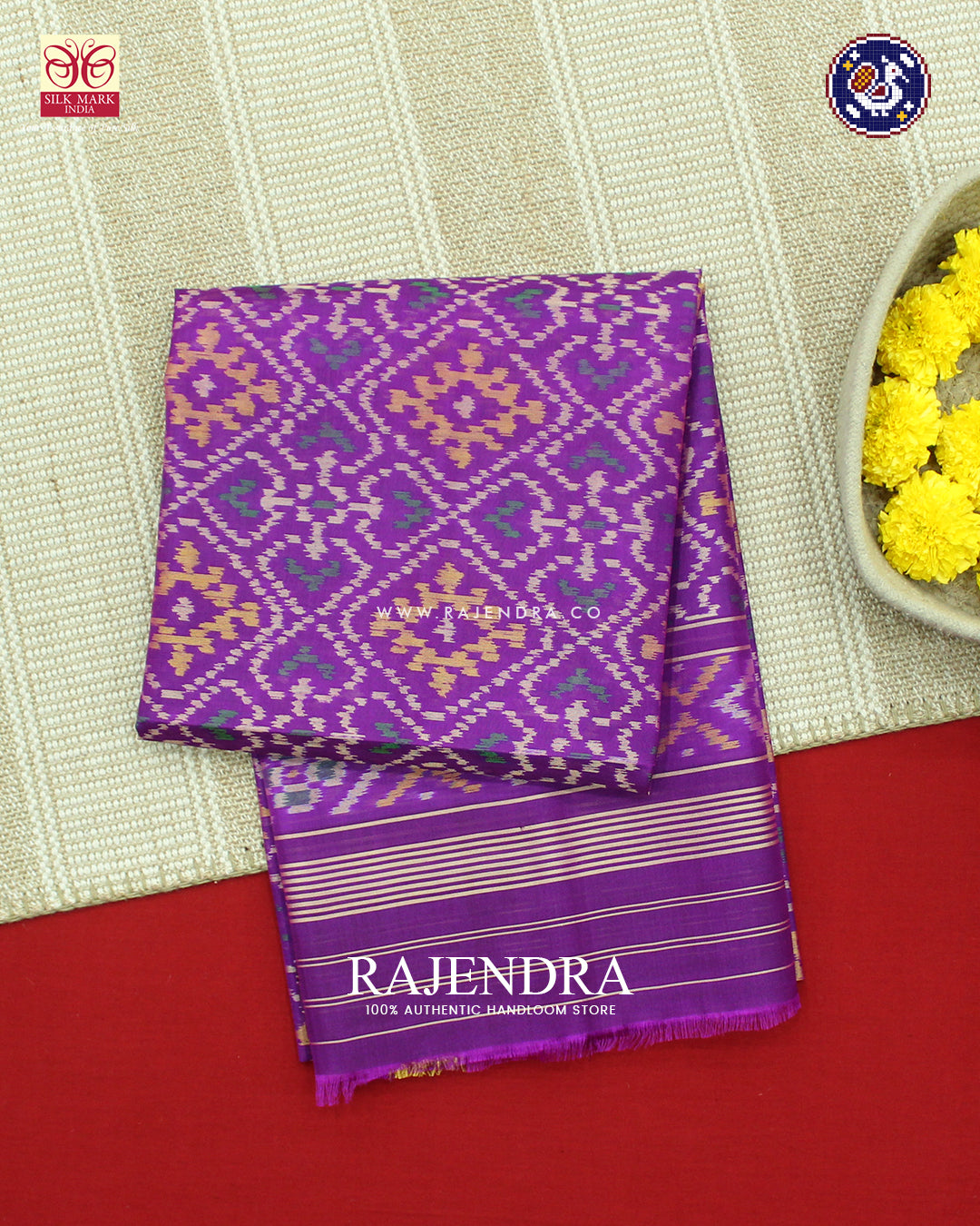 Traditional Panchanda Design Purple Rajkot Patola Dupatta