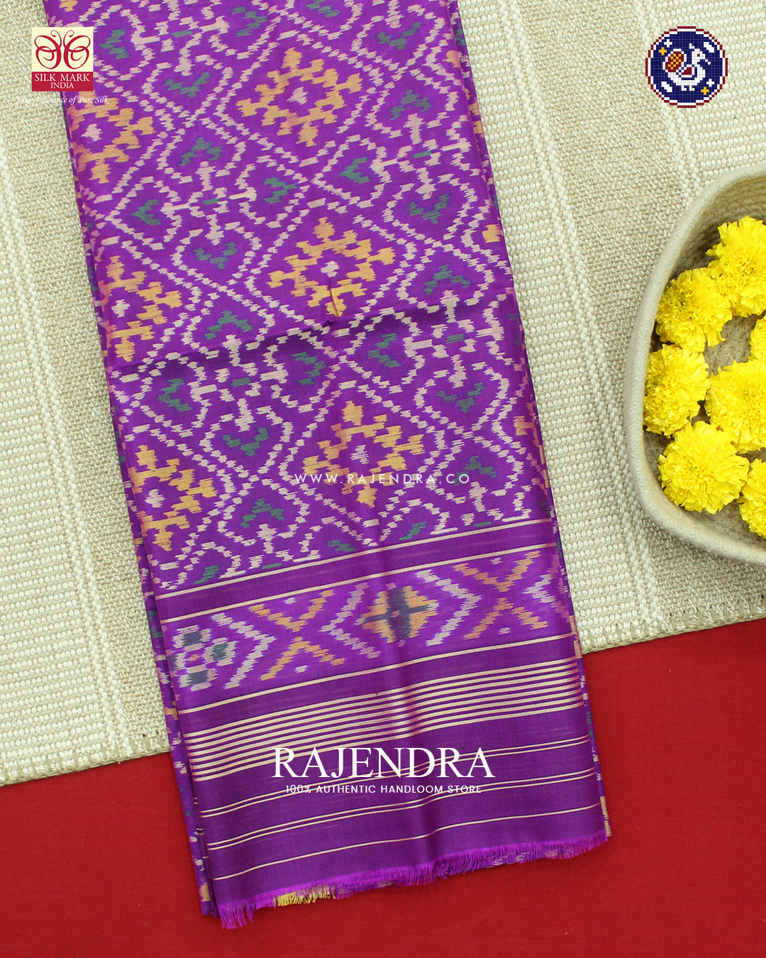 Traditional Panchanda Design Purple Rajkot Patola Dupatta