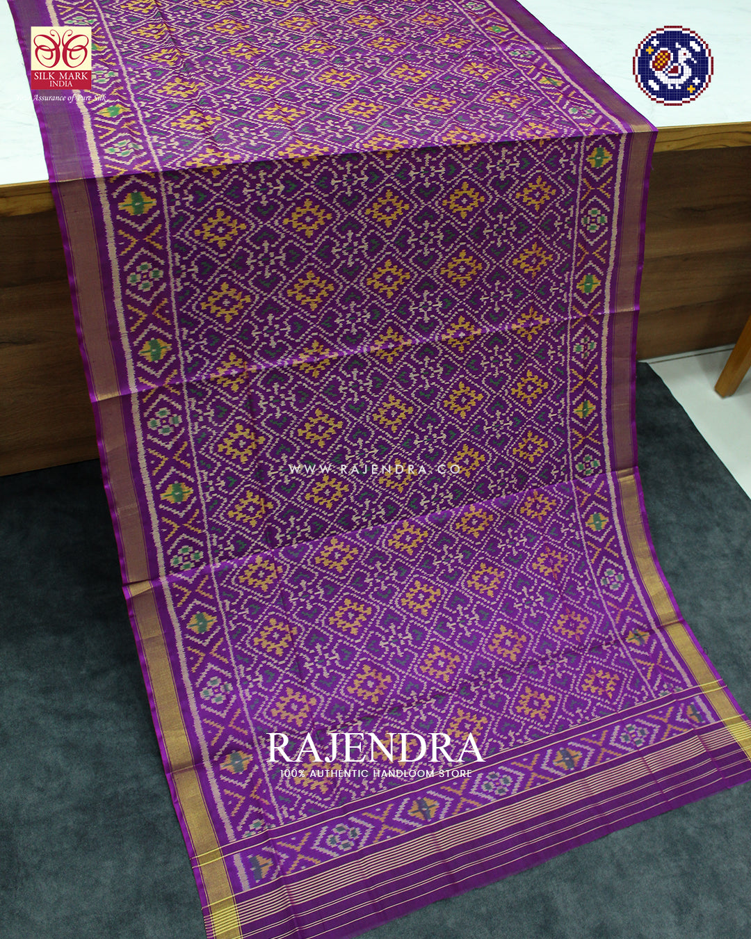 Traditional Panchanda Design Purple Rajkot Patola Dupatta