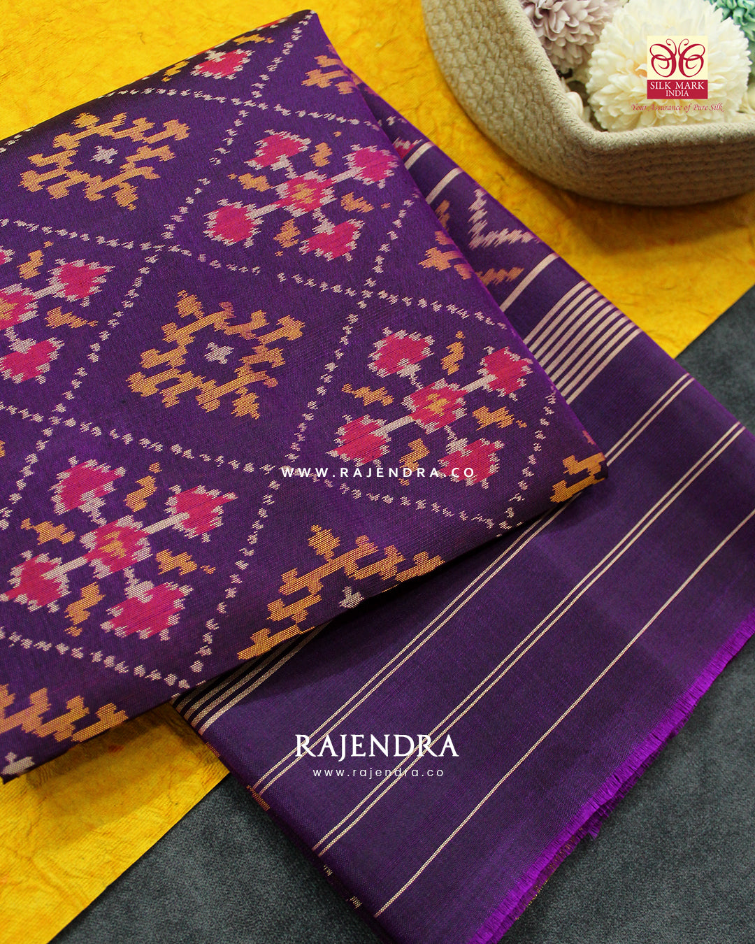 Traditional Panchanda Design Purple Single Ikat Rajkot Patola Dupatta