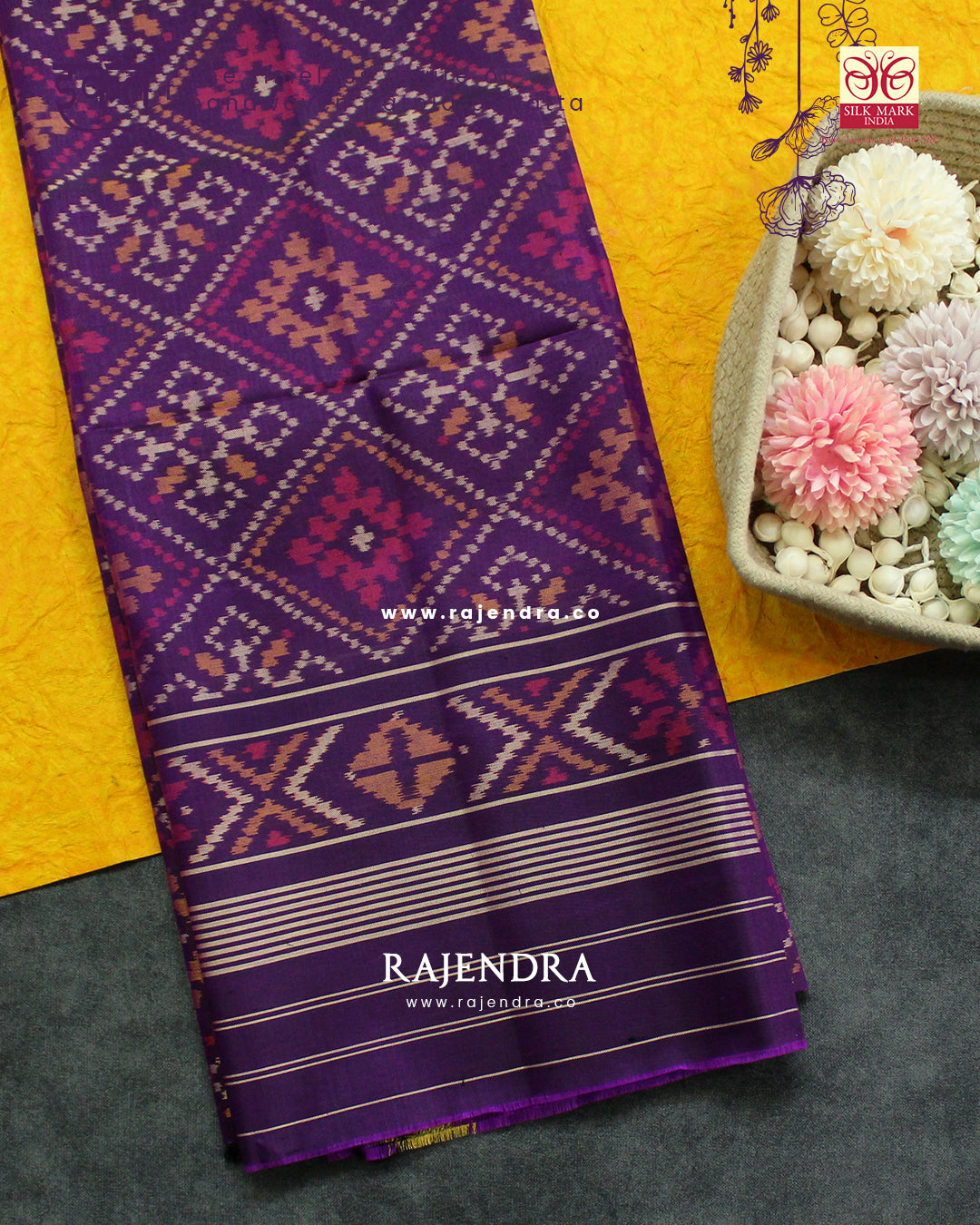 Traditional Panchanda Design Purple Single Ikat Rajkot Patola Dupatta