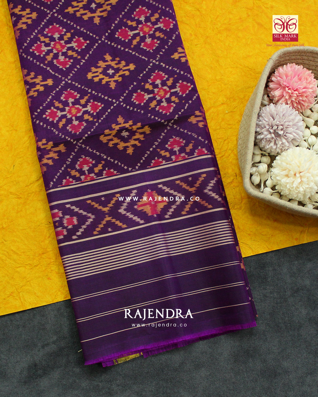 Traditional Panchanda Design Purple Single Ikat Rajkot Patola Dupatta