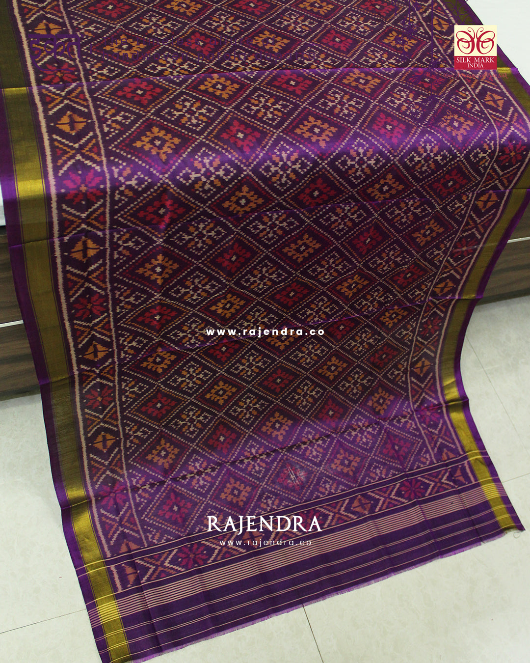 Traditional Panchanda Design Purple Single Ikat Rajkot Patola Dupatta