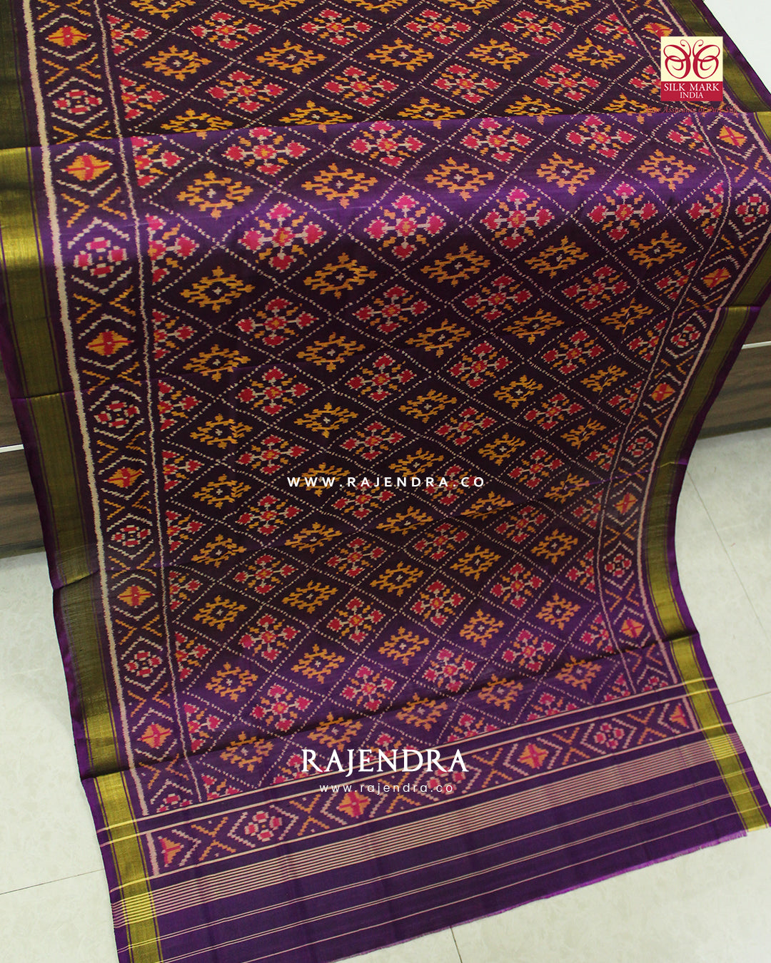 Traditional Panchanda Design Purple Single Ikat Rajkot Patola Dupatta