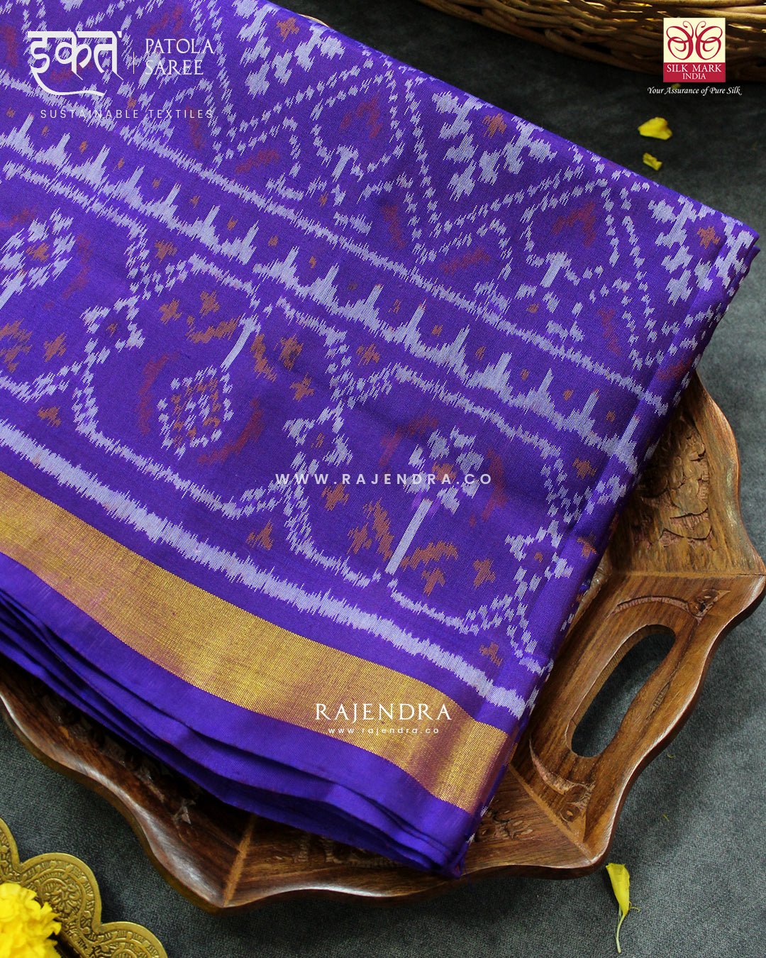 Traditional Panchanda Design Purple Single Ikat Rajkot Patola Saree