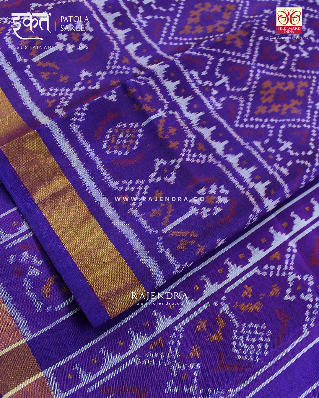 Traditional Panchanda Design Purple Single Ikat Rajkot Patola Saree