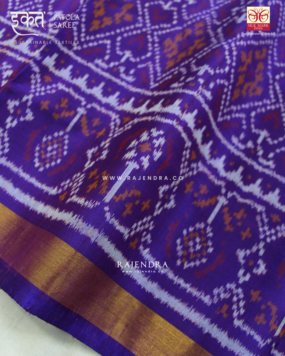Traditional Panchanda Design Purple Single Ikat Rajkot Patola Saree