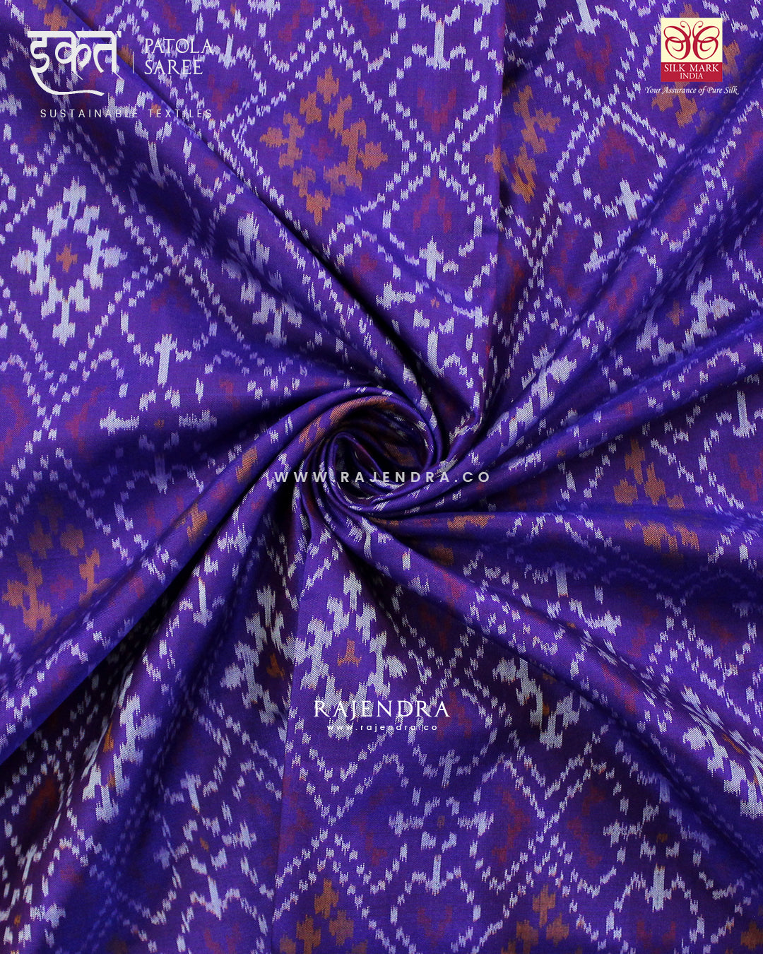 Traditional Panchanda Design Purple Single Ikat Rajkot Patola Saree