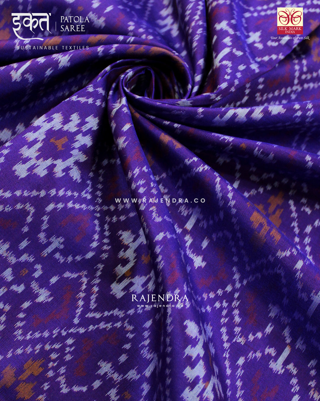 Traditional Panchanda Design Purple Single Ikat Rajkot Patola Saree