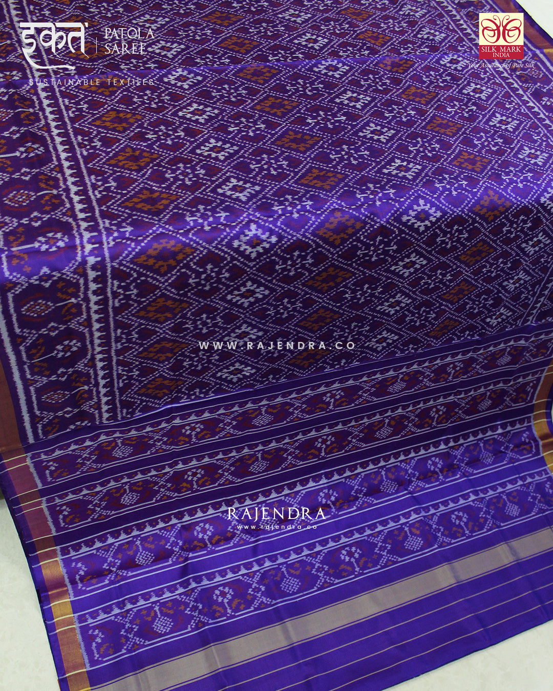 Traditional Panchanda Design Purple Single Ikat Rajkot Patola Saree