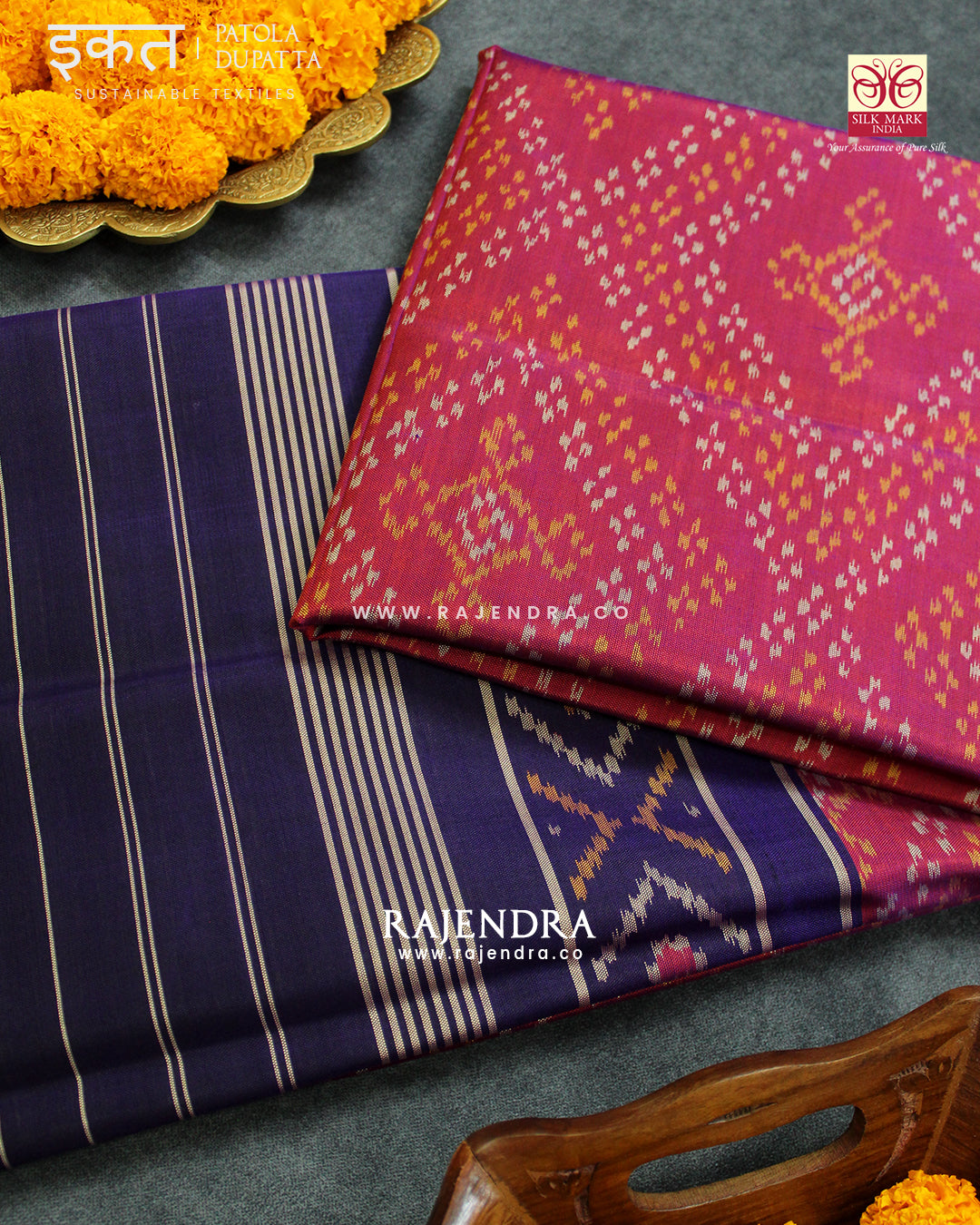 Traditional Bandhani Design Purple Pink Single Ikat Rajkot Patola Dupatta