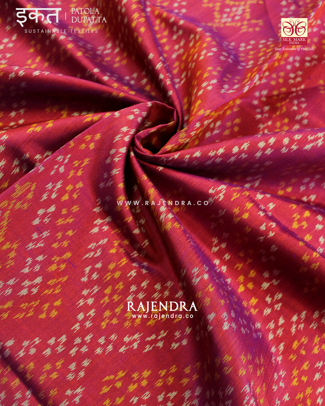 Traditional Bandhani Design Purple Pink Single Ikat Rajkot Patola Dupatta