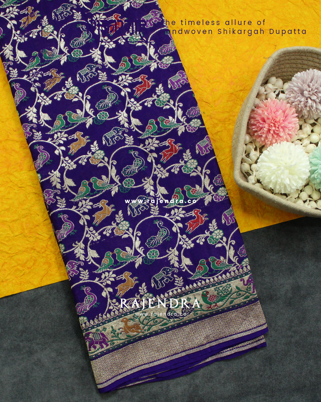 Exclusive Shikargah(शिकारगाह) Pure Georgette Purple Banarasi Dupatta