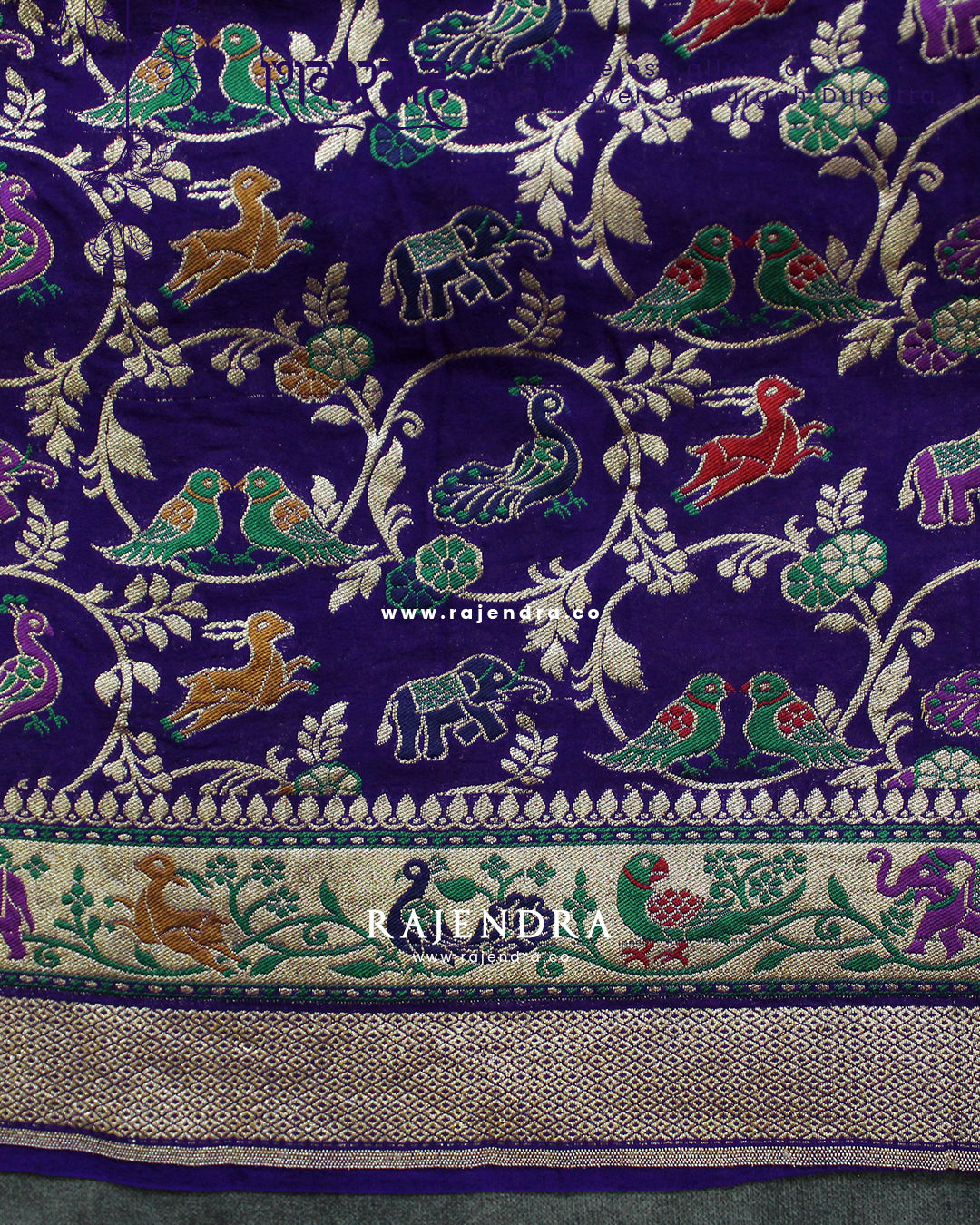 Exclusive Shikargah(शिकारगाह) Pure Georgette Purple Banarasi Dupatta