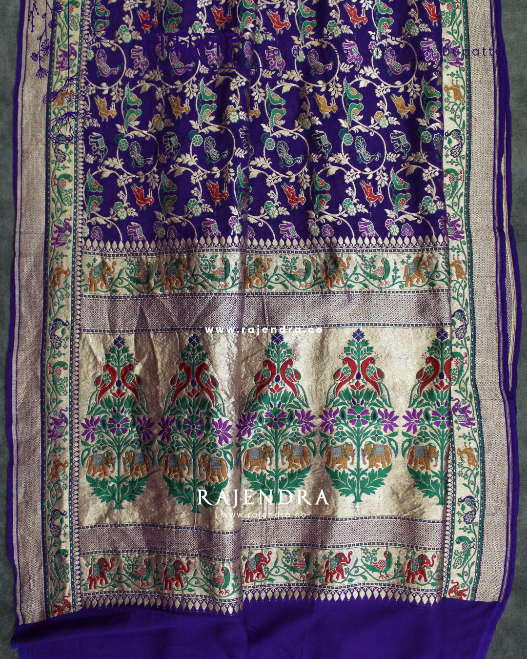 Exclusive Shikargah(शिकारगाह) Pure Georgette Purple Banarasi Dupatta