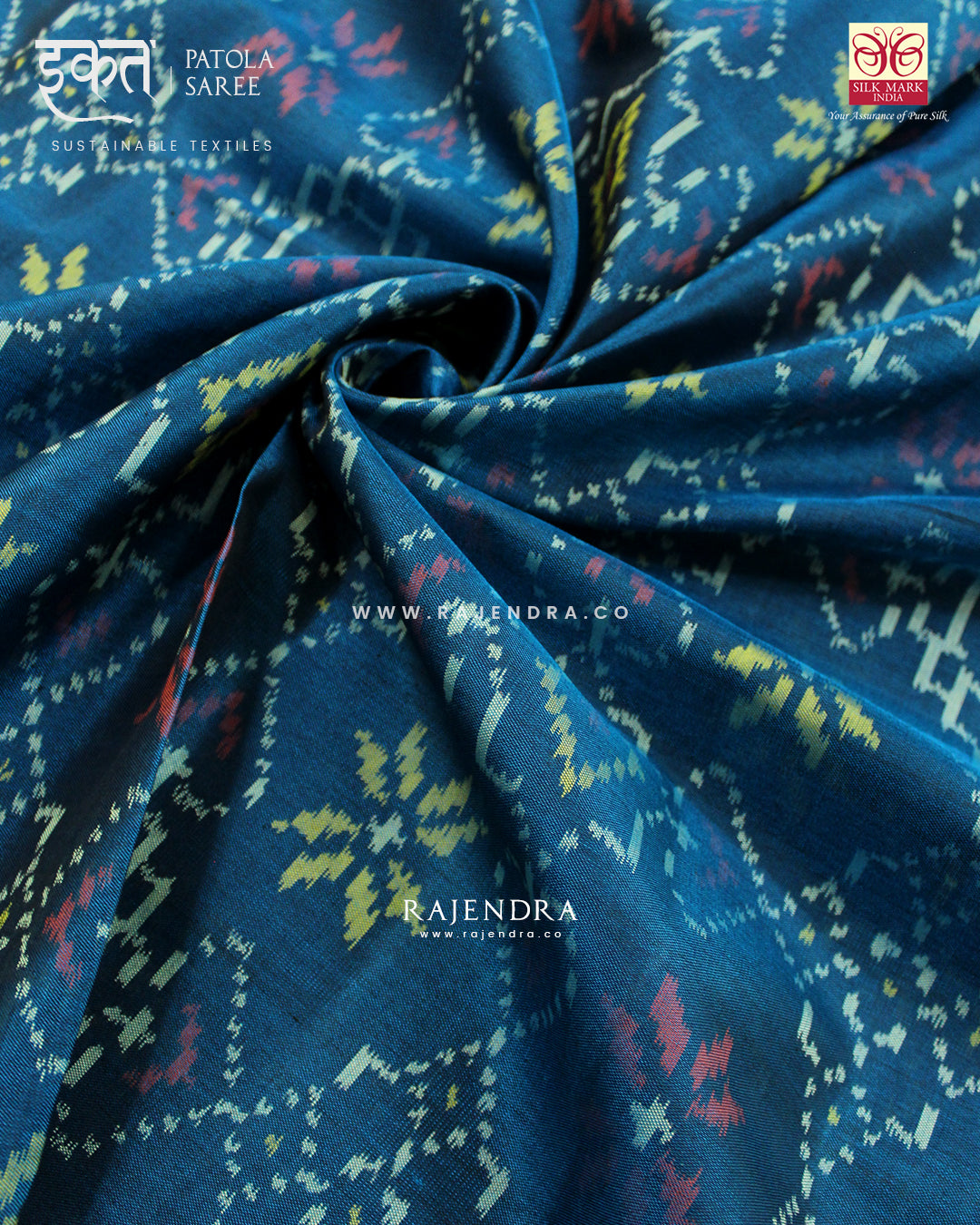 Traditional Manekchowk Design Rama Blue Single Ikat Rajkot Patola Saree