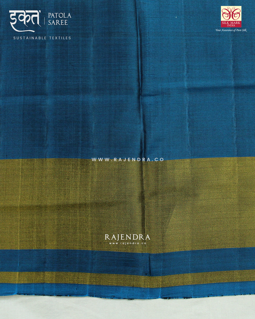 Traditional Manekchowk Design Rama Blue Single Ikat Rajkot Patola Saree