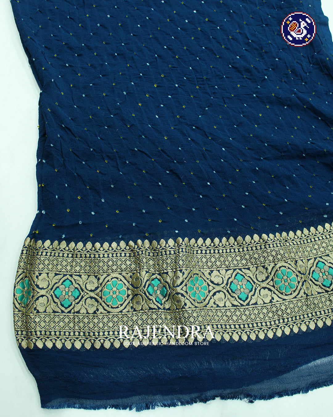 Traditional Meenakari Khadi Georgette Blue Banarasi Bandhani Saree