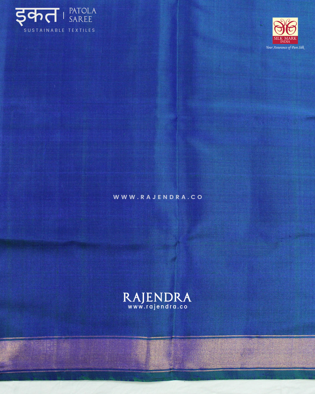 Traditional Panchanda Bhat Blue Single Ikat Rajkot Patola Saree
