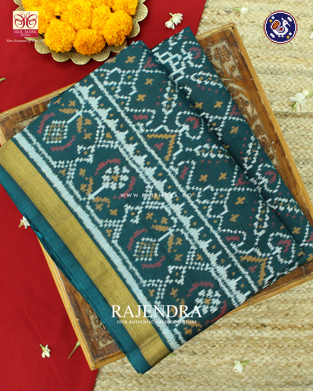 Traditional Manekchowk Design Rama Green Rajkot Patola Saree