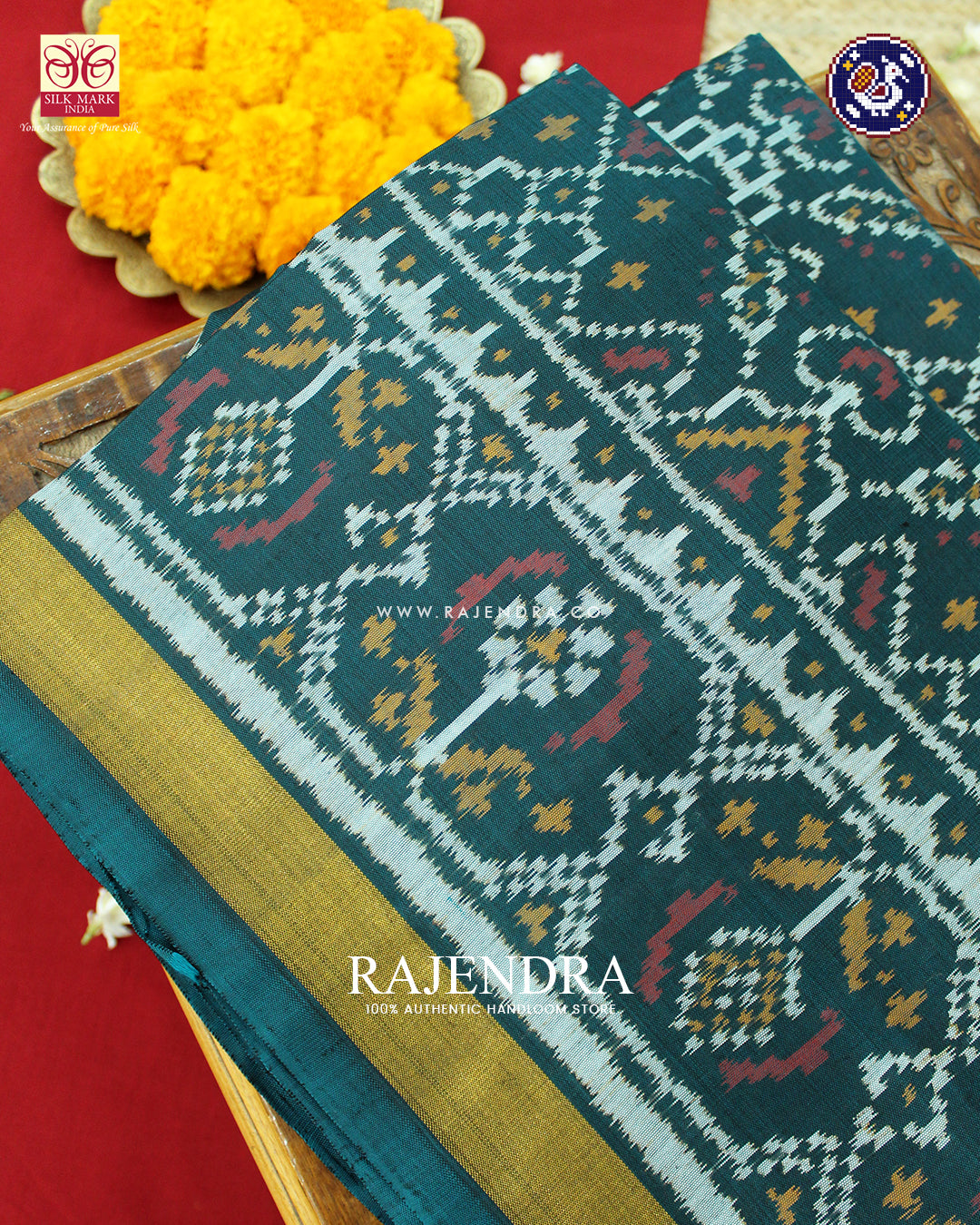 Traditional Manekchowk Design Rama Green Rajkot Patola Saree