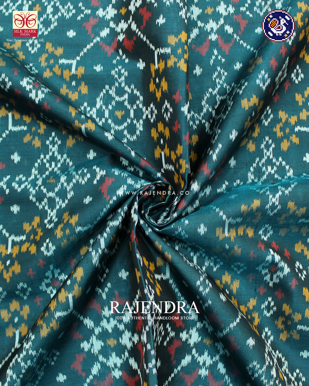 Traditional Navratna Design Rama Green Rajkot Patola Saree