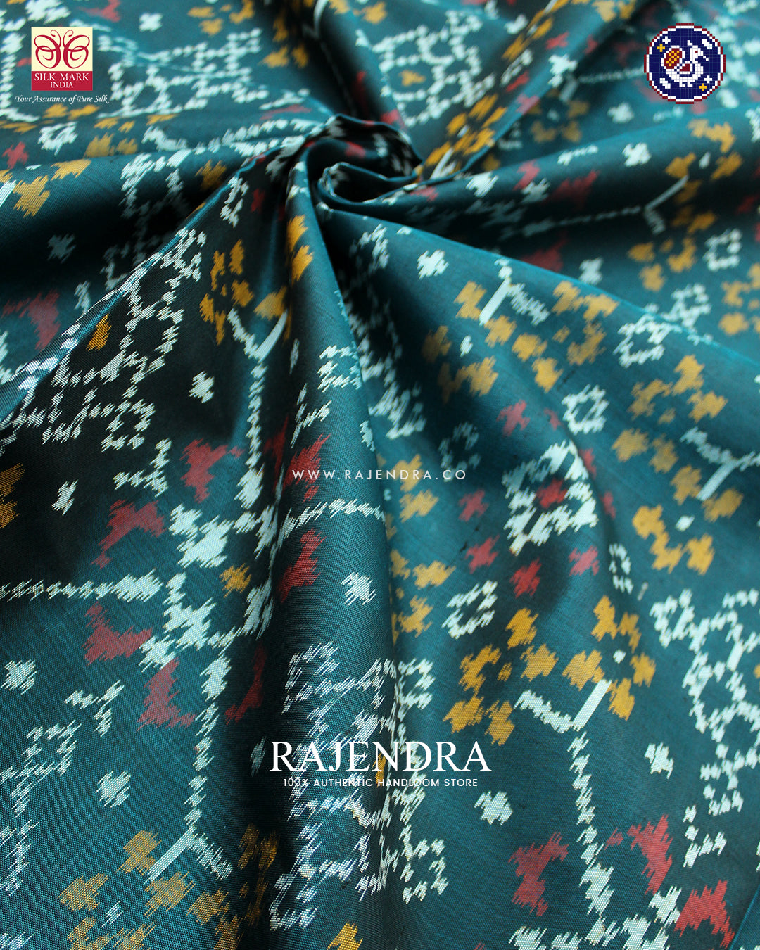 Traditional Navratna Design Rama Green Rajkot Patola Saree