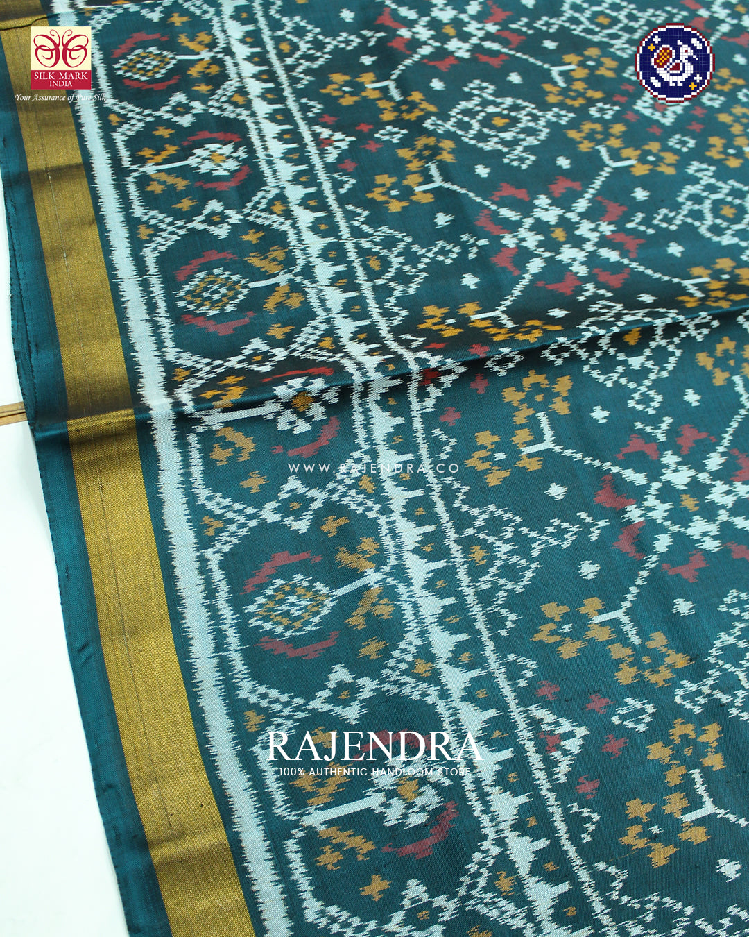 Traditional Navratna Design Rama Green Rajkot Patola Saree