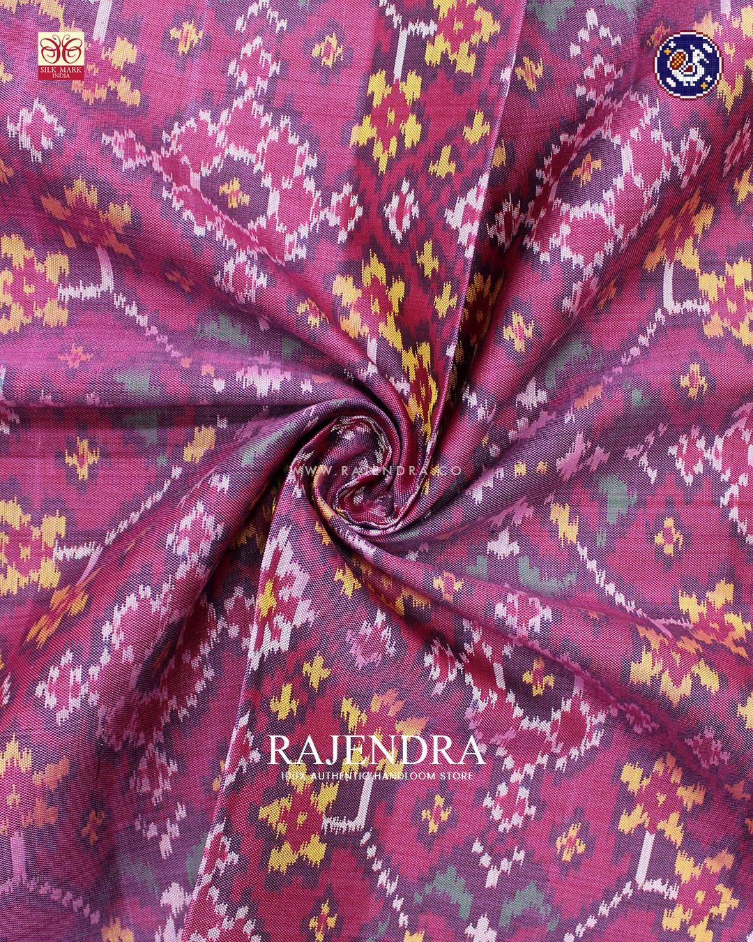 Traditional Navratna Design Red and Baby Pink Ikat Rajkot Patola Dupatta