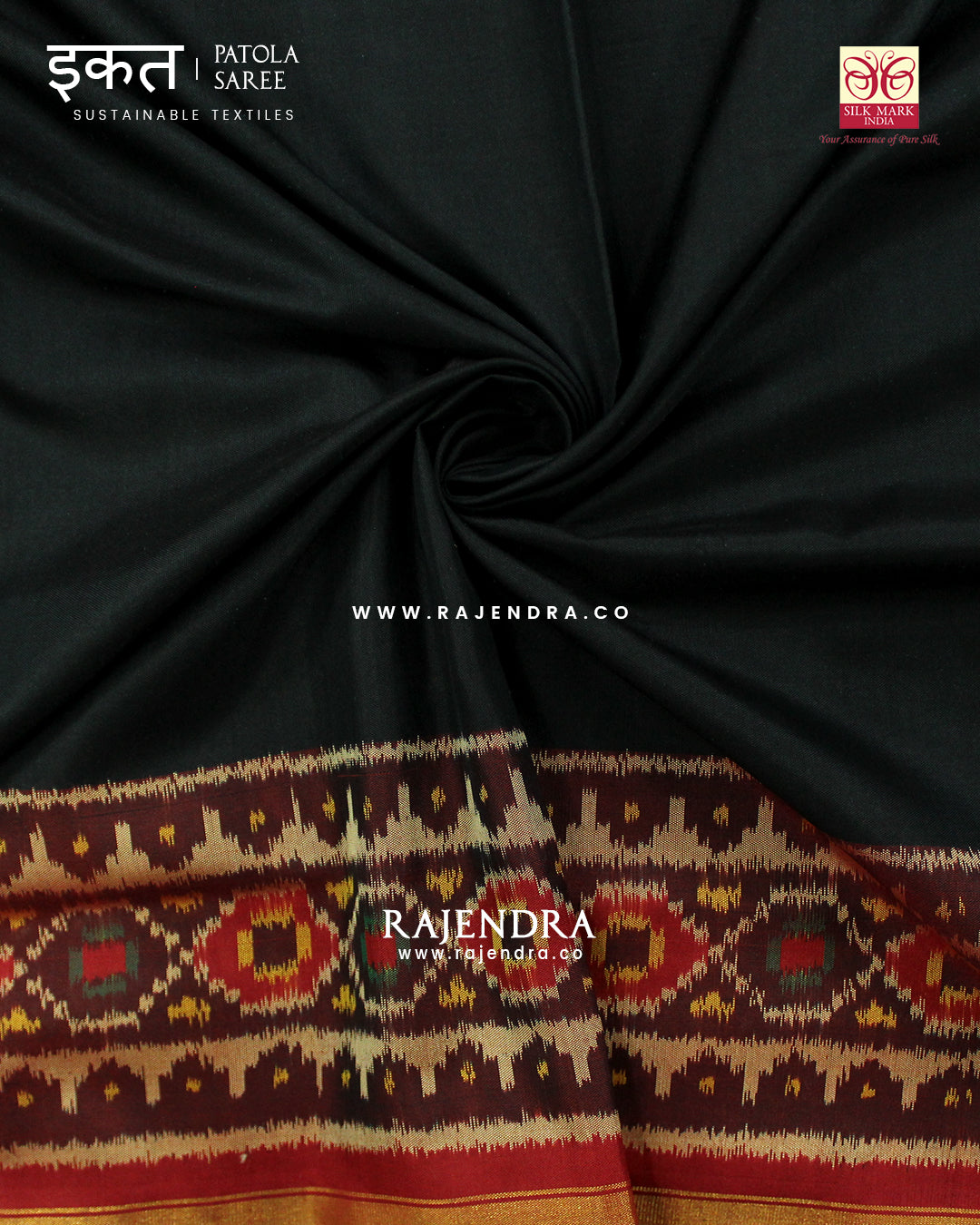 Exclusive Red Black Gala Border Single Ikat Rajkot Patola Saree