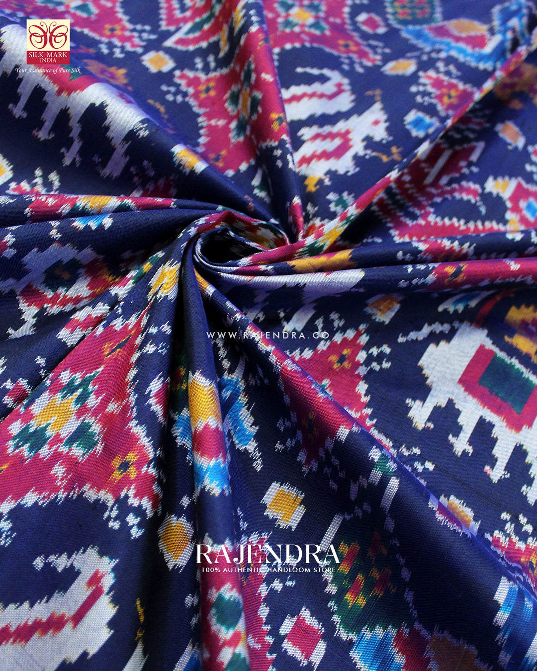 Exclusive 6 Figure Red and Blue Hyderabadi Ikat Patola Saree