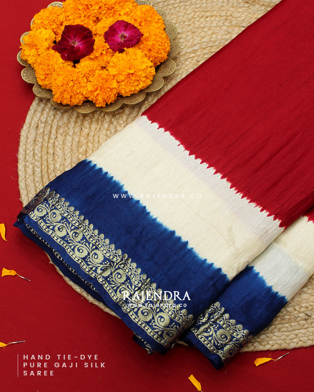 Exclusive Hand Tie-Dye Multicolor Pure Gaji Silk Saree