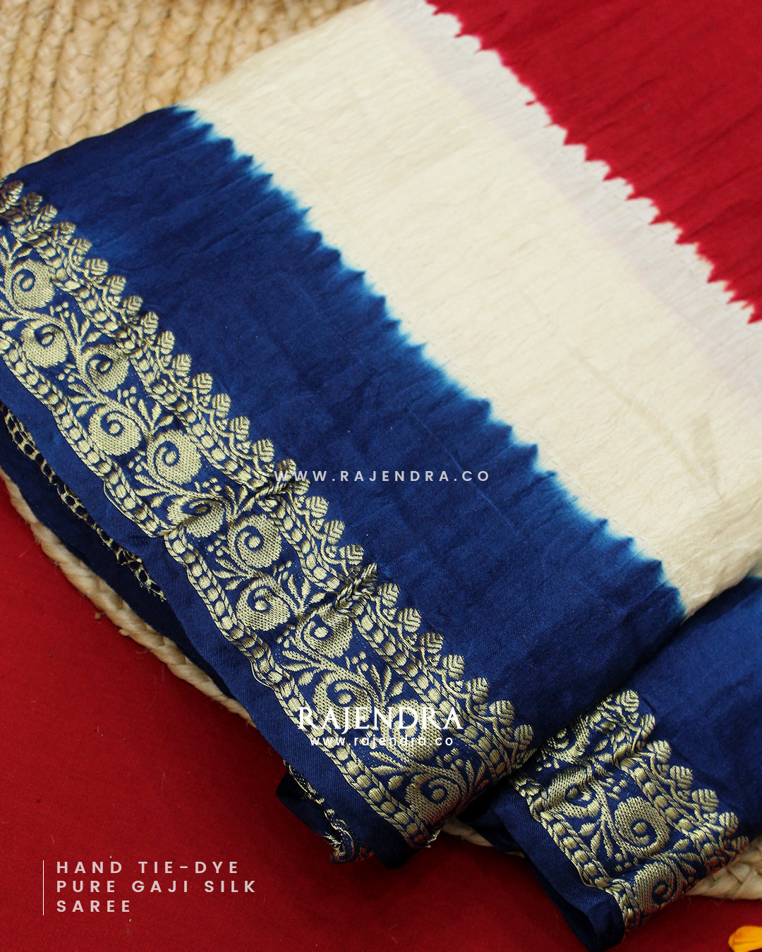 Exclusive Hand Tie-Dye Multicolor Pure Gaji Silk Saree